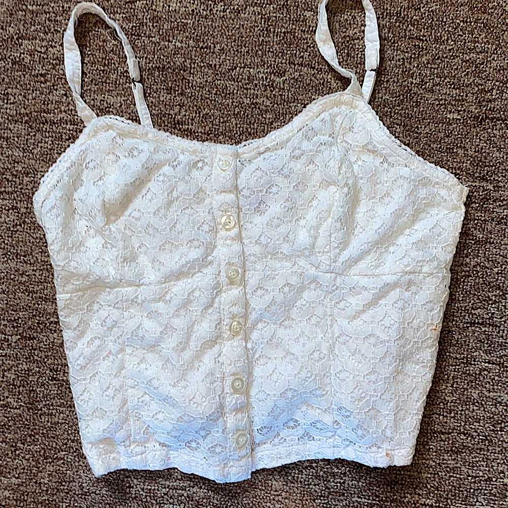 Hollister White Lace Croptop Size/M